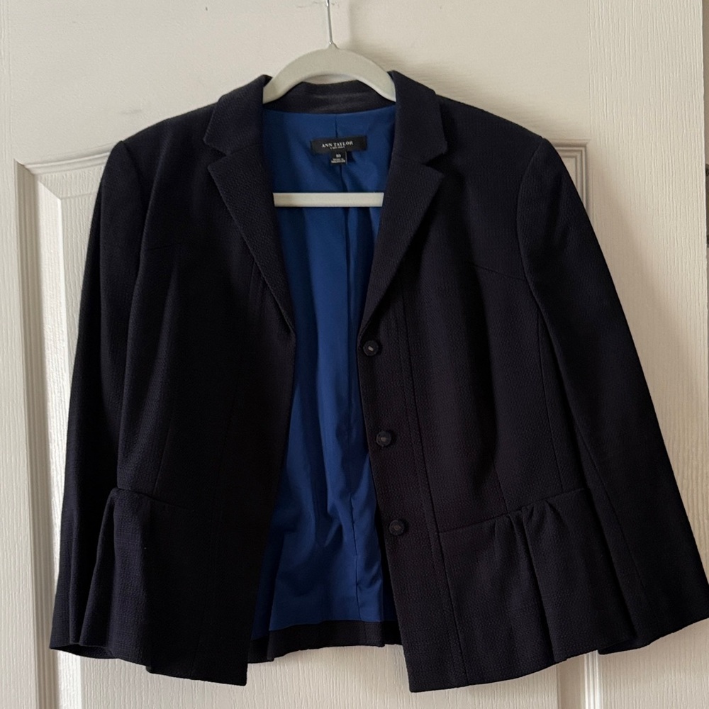 Ann Taylor Navy Blazer with Blue Lining